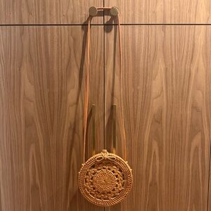 POPPY + SAGE Fiona Bag.  Handwoven Round Rattan Crossbody Bag  USED ONCE